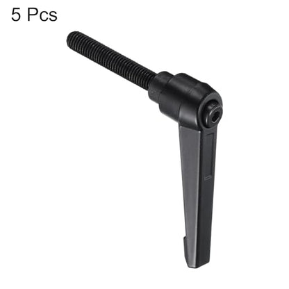 uxcell 5pcs Adjustable Clamping Lever Handle M8 x 50mm Metric Black Oxide Carbon Steel Male Threaded Stud Hand Knobs Ratchet Rotating Screw Handles Bolts with Locking Lever Black - size: M8 x 50mm