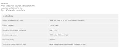 Sound Level Meter (SC-05) for 1/2" Diameter Microphones, 94dB and 114dB Sound Level Calibrator at 1kHz, -0.5dB Accuracy