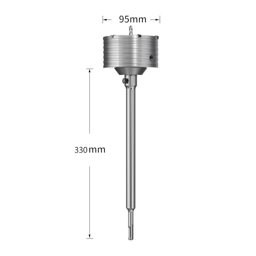 HUHAO Professional 3-3/4" (95mm) Concrete Hole Saw with 330mm Round Shank, Masonry Hole Cutter Set for Concrete, Brick, Cement, Stone, Wall Drilling - size: 3-3/4"(95mm)