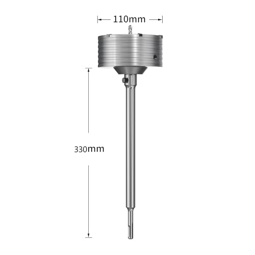 HUHAO Professional 4-1/3" (110mm) Concrete Hole Saw with 330mm Round Shank, Masonry Hole Cutter Set for Concrete, Brick, Cement, Stone, Wall Drilling - size: 4-1/3"(110mm)