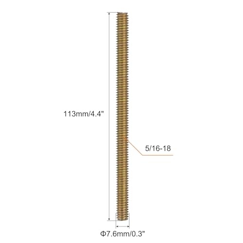 uxcell 8pcs Fully Threaded Rods 5/16x4-1/2 All Thread Studs Long Threaded Screw Carbon Steel for Furniture Garden Railing Mounting Assembly Fastening Frame Connection Colorful Zinc - size: 5/16x4-1/2"