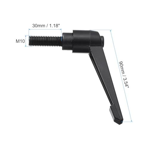 uxcell 5pcs Adjustable Clamping Lever Handle M10 x 30mm Metric Black Oxide Carbon Steel Male Threaded Stud Hand Knobs Ratchet Rotating Screw Handles Bolts with Locking Lever Black - size: M10 x 30mm