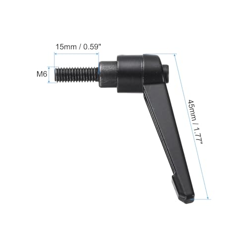 uxcell 5pcs Adjustable Clamping Lever Handle M6 x 15mm Metric Black Oxide Carbon Steel Male Threaded Stud Hand Knobs Ratchet Rotating Screw Handles Bolts with Locking Lever Black - size: M6 x 15mm