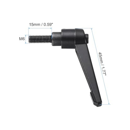 uxcell 5pcs Adjustable Clamping Lever Handle M6 x 15mm Metric Black Oxide Carbon Steel Male Threaded Stud Hand Knobs Ratchet Rotating Screw Handles Bolts with Locking Lever Black - size: M6 x 15mm