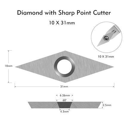 10-Piece Carbide Cutter Inserts with Screws for Wood Lathe Tools - size: 10-Piece