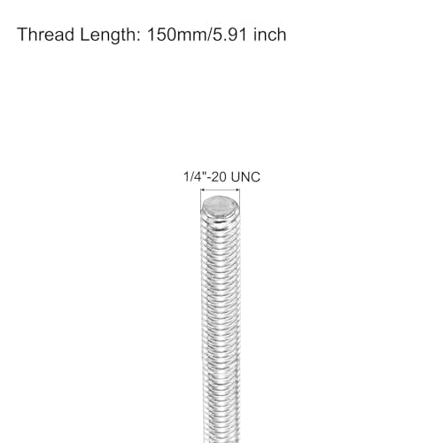 MECCANIXITY Fully Threaded Rod 1/4"-20 UNC Thread Pitch 304 Stainless Steel Right Hand Threaded Rods Bar Studs,5.91 inch 4 Pack - size: 1/4"-20 UNC x 5.91 inch