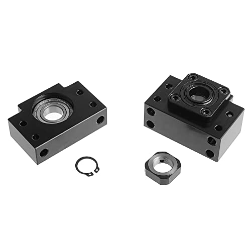 ANWOK 2pcs Ballscrew End Supports 1pcs BK15 Fixed Side + 1pcs BF15 for CNC Router Parts RM / SFU2005 Ballscrew 2005 Ball Screw Bearing Block Bracket - size: BK15+BF15