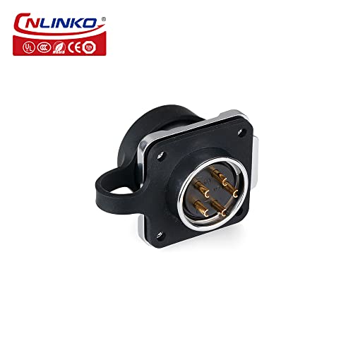 CNLINKO LP-20 Industrial Waterproof Connector IP68 Circular Connector Quick Plugging Aviation Connector Anti-Interference Shell Fast Release Connector M20 2-12 Pin Flange Socket (5 Pin) - size: 5 PIN, style: Yellow/4-Hole Socket