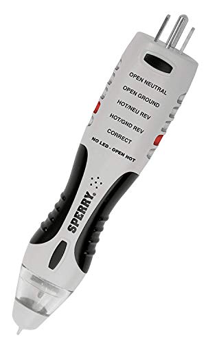 Sperry Instruments VD7504GFI DualCheck 2-in-1 Non-Contact Voltage Detector + GFCI Outlet Circuit Analyzer, 360° Visual & Audible Indicators, 50-1000V AC, 250 lb. Crush Rating