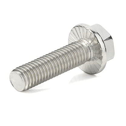M5-0.8 x 12mm Flanged Hex Head Bolts Flange Hexagon Screws, Stainless Steel 18-8 (304), Plain Finish, 40 PCS - size: M5 x 12mm