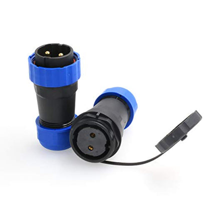 HE29 2pin 45A 380V 28mm Butt Industrial Threaded Waterproof Plastic Connector (2 pin) - size: 2 pin