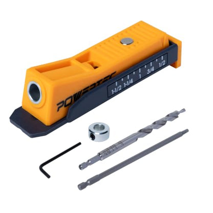 POWERTEC Single Pocket Hole Jig Kit with Drill Bit & Stop Collar (72249V) - style: SinglePocket Hole Jig Kit