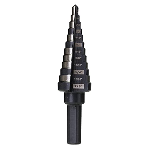 M2 HSS Step Drill Bit Unibit, 3/16"-7/8", Metal Wood Plastic - size: 3/16" to 7/8"