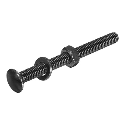 uxcell M6x65mm Square Neck Carriage Bolts with Nuts & Washers, 12Set 304 Stainless Steel Round Head Square Neck Coach Bolt Screws, Black - size: M6x65mm