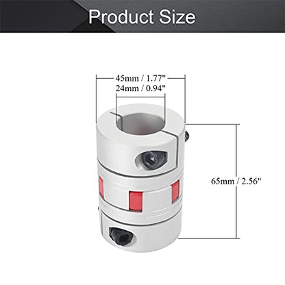 Fielect Shaft Coupling 24mm to 24mm Bore L65xD45 Flexible Coupler Joint for Servo Stepped Motor - size: 24mm to 24mm Bore L65x45D