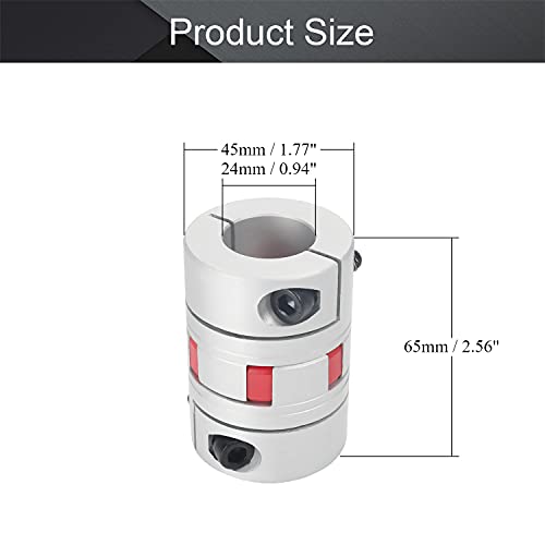 Fielect Shaft Coupling 24mm to 24mm Bore L65xD45 Flexible Coupler Joint for Servo Stepped Motor - size: 24mm to 24mm Bore L65x45D