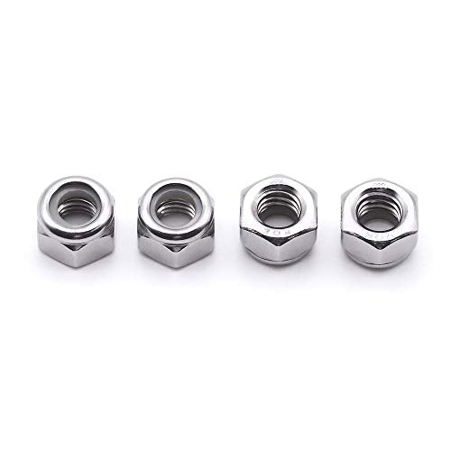 #10-24 Nylon Lock Nuts, 304 Stainless Steel (18-8) Hex Insert Locknuts, UNC Coarse Thread, Precision Nuts for 3D Printers & Electronics, 50 Pack - size: #10-24