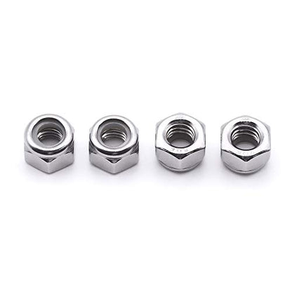 #10-24 Nylon Lock Nuts, 304 Stainless Steel (18-8) Hex Insert Locknuts, UNC Coarse Thread, Precision Nuts for 3D Printers & Electronics, 50 Pack - size: #10-24