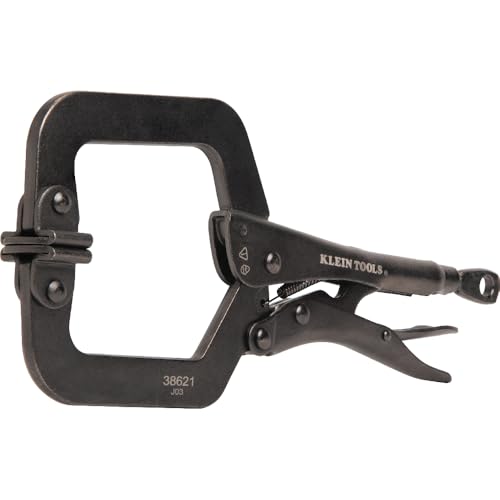 Klein Tools 38621 C-Clamp Locking Pliers with Swivel Pad Jaws, Intuitive Thumb Knob, Adjustable Clamp for Home, Shop, Woodworking, 9-Inch - style: 9-In Swivel Jaw