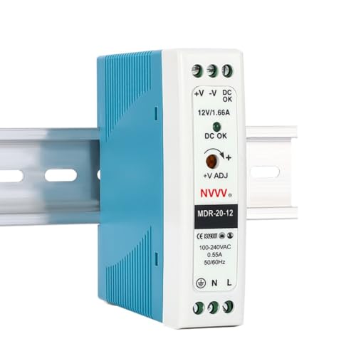 MDR-20-12 AC to DC DIN-Rail Power Supply 12V 1.67 Amp 20W - size: 12V