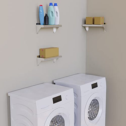 AmGood Narrow 6 in. Deep x 16 in. Wide Stainless Steel Wall Mount Shelf with Backsplash - Bathroom, Restroom & Spice Storage | NSF 18-Gauge 430 | Bullnose Edge, Brackets Included - size: 16 in. x 6 in.
