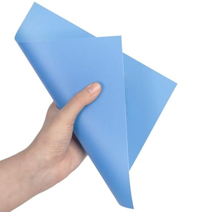 10 Pcs 8”X8” Blue Opaque Rigid Plastic Sheet, 0.02 inch Thick PVC Sheet 200mm x 200mm for Office DIY Cutting - color: Blue