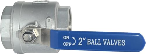 316 Stainless Steel 1/8"~3" Full Port Ball Valve with Blue Vinyl Handle, NPT Female x Female Thread,1000 WOG (2PCS 2") - size: 2 Inch (2 PC)
