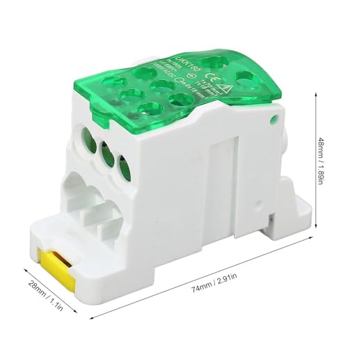 DIN Rail Distribution Box 690V 160A Screw Terminal Block Power Junction Box for Electricity Green