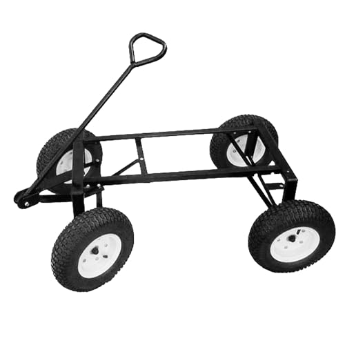 FARM-TUFF Heavy-Duty Wagon Undercarriage Kit - Steel Frame with 5"x13" Pneumatic Tires, Axle Assemblies & Handle - 300lb Capacity DIY Wagon Base for Farm, Garden & Utility Carts