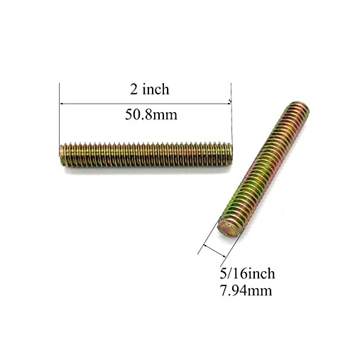 12pcs Color Zinc Fully All Threaded Rod Carbon Steel Long Thread Screw 5/16x2 for Furniture Garden Railing Mounting Assembly Fastening Steel Frame Connection Full Thread Rod for Furniture - size: Color-Zinc 5/16x2 Inch-12P