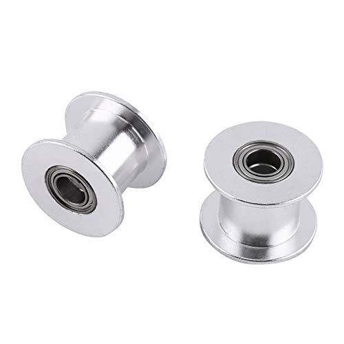 Gt2 Idler Pulley 10mm, 5 Pcs Toothless Bore 5mm Aluminum Aloy Timing Belt Drive Pulley for 3D Printer 10mm Width Timing Belt, Belt Tensioner Pulley Without Teeth