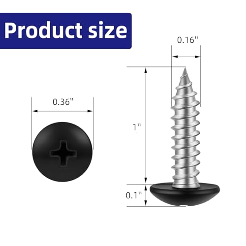100 PCS #8 x 1 Wood Screws, Alloy Steel Truss Head Self Tapping Screws, Black Head, Full Thread, Screwdriver Bit Included - color: Black, size: #8 x 1"