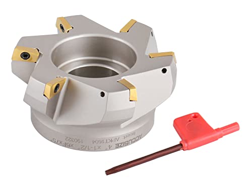 Accusize Industrial Tools 75 Degree Indexable Face Mill with 6 Pcs Apkt1604 Carbide Inserts, 4'' Cutting Diameter by 1-1/2'' Arbor Hole, 0028-2603 - size: 4"