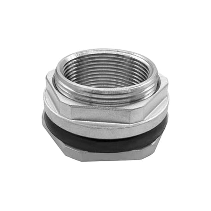 304 Stainless Steel Bulkhead Water Tank Fitting 1.25" Female Thread Compression Bulkhead Adapter Thru-bulk Connector with Gasket for Bathtub and Sink - size: 1.25 Inch
