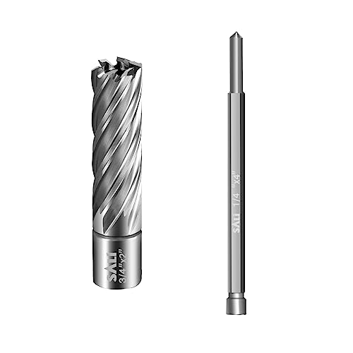 SALI Annular Cutter Diameter 3/4 Inch with Weldon Shank 3/4" (with 2 Flats) Cutting Depth 2" Mag Drill Bit for Magnetic Drill Press HSS Fully Ground Drill with One 1/4"*4" Pilot Pin - size: 3/4"*2"