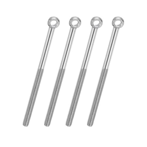 PATIKIL 4 Pcs M6x90mm Shoulder Swing Lifting Eye Bolt, 304 Stainless Steel Metric Half Tooth Thread Fisheye Eye Slip Hole Screw Rigging Bolt Metal Fasteners Screws, Silver Tone - size: M6x90mm