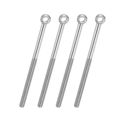 PATIKIL 4 Pcs M6x90mm Shoulder Swing Lifting Eye Bolt, 304 Stainless Steel Metric Half Tooth Thread Fisheye Eye Slip Hole Screw Rigging Bolt Metal Fasteners Screws, Silver Tone - size: M6x90mm