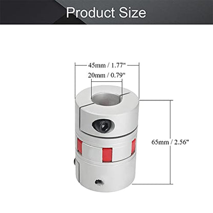 Fielect Shaft Coupling 20mm to 20mm Bore L65xD45 Flexible Coupler Joint for Servo Stepped Motor - size: 20mm to 20mm Bore L65x45D