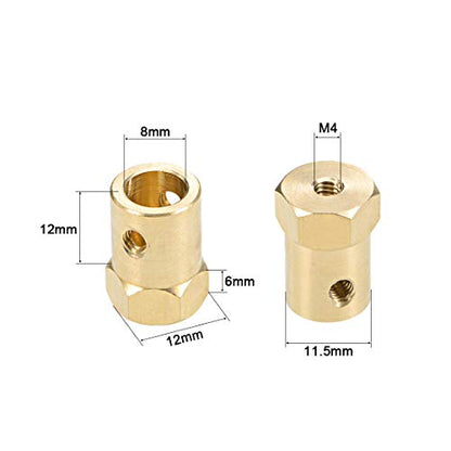 uxcell Hex Coupler 8mm Bore Motor Hex Brass Shaft Coupling Flexible Connector for Car Wheels Tires Shaft Motor 2pcs - size: 8mm