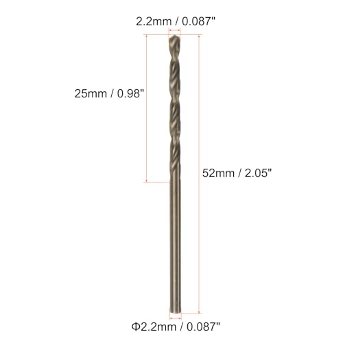 HARFINGTON 10pcs Cobalt Jobber Drill Bits 2.2mm / 0.087" M35 High Speed Steel HSS Twist Drilling Bit Tool for Stainless Steel Copper Wood Plastic and Other Hard Materials - size: 2.2mm