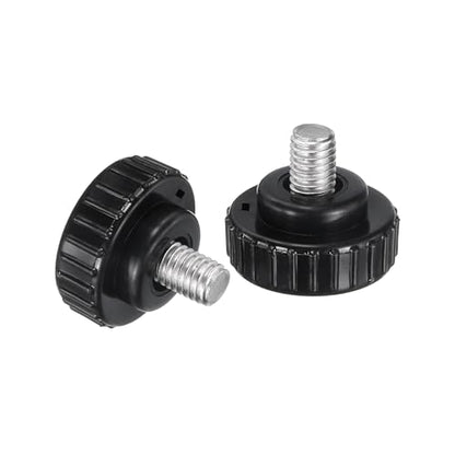 uxcell 2pcs Knurled Clamping Knobs M8 x 10mm Metric 304 Stainless Steel Male Thread Thumb Screw on Type 30mm Plastic Round Head Threaded Hand Bolt Stud Knobs Black - size: M8 x 10mm x 30mm