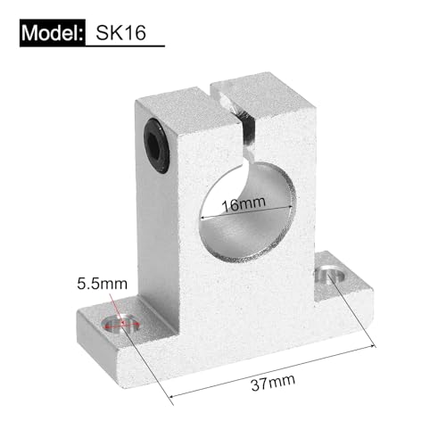 uxcell 4pcs SK16 Aluminum Linear Rod Rail Shaft Support for 16mm Diameter Shaft, Linear Motion Rail Guides Mounting Bracket with Wrench for CNC Machine, 3D Printer, Automation Equipment - size: SK16