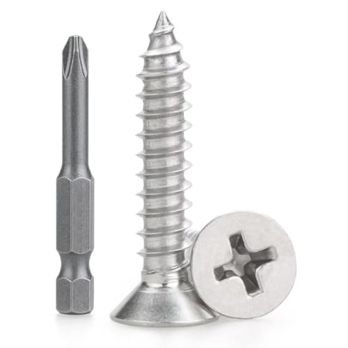 #6 x 1/2" (100 PCS) Stainless Steel Flat Self-Tapping Screws (ST3.5x13mm) - size: #6 x 1/2" (100 PCS)