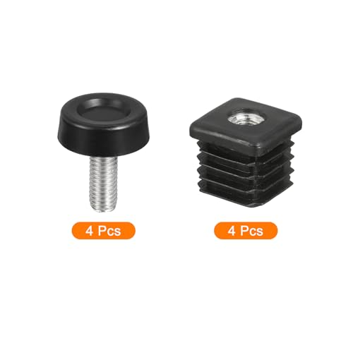 uxcell 4 Set Leveling Feet, 25x25mm Plastic Adjustable Furniture Leg Leveling Rectangle Tube Insert Screw-in Glide Levelers Fit Hole 25mm for Table Chair Furniture, Black - size: 25x25mm