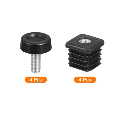 uxcell 4 Set Leveling Feet, 25x25mm Plastic Adjustable Furniture Leg Leveling Rectangle Tube Insert Screw-in Glide Levelers Fit Hole 25mm for Table Chair Furniture, Black - size: 25x25mm