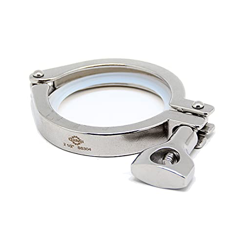 TC 2.5" Tri Clamp with Wing Nut Stainless Steel 304 Heavy Duty Sanitary Clamp Single Pin Tri Clamp Clover with Silicone Gasket(Flange Size: 77.5mm) - size: 2.5 inch(flange size 77.5mm)