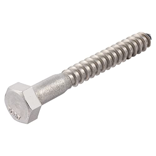 3/8 x 4 Stainless Lag Bolt (25-Pack) 18-8 Stainless Steel, Heavy Duty Hex Wood Lag Screw, ASME B18.2.1 Commercial/Industrial Grade by Makers Bolt - size: 3/8 x 4 (25 pack)