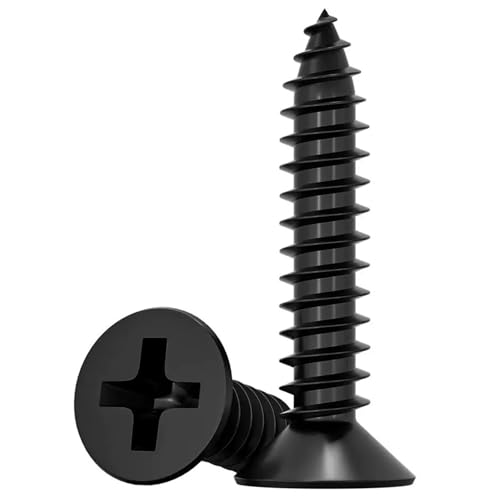 Black Screws,100 PCS #6X3/4 Stainless Steel Phillips Flat Head Screws - color: Black, size: #6x3/4"