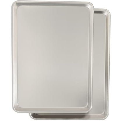 Commercial Quality Baking Sheet Pan Set, Natural Aluminum Cookie Sheet, Umite Chef Warp Resistant Baker's Half Sheet Pan, Large Thick Cookie Tray Pans for Baking, Roasting(2 Pack, 18X13In) - size: 18x13in