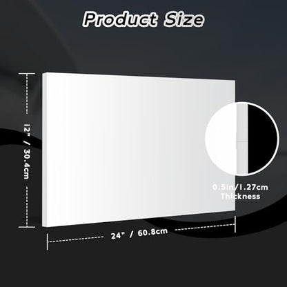 HDPE Sheet 1/2" Thick - 12"x24" HDPE Plastic Sheet, White Plastic Sheet for Crafts, DIY Projects, and Industrial Use - size: 12" x 24"